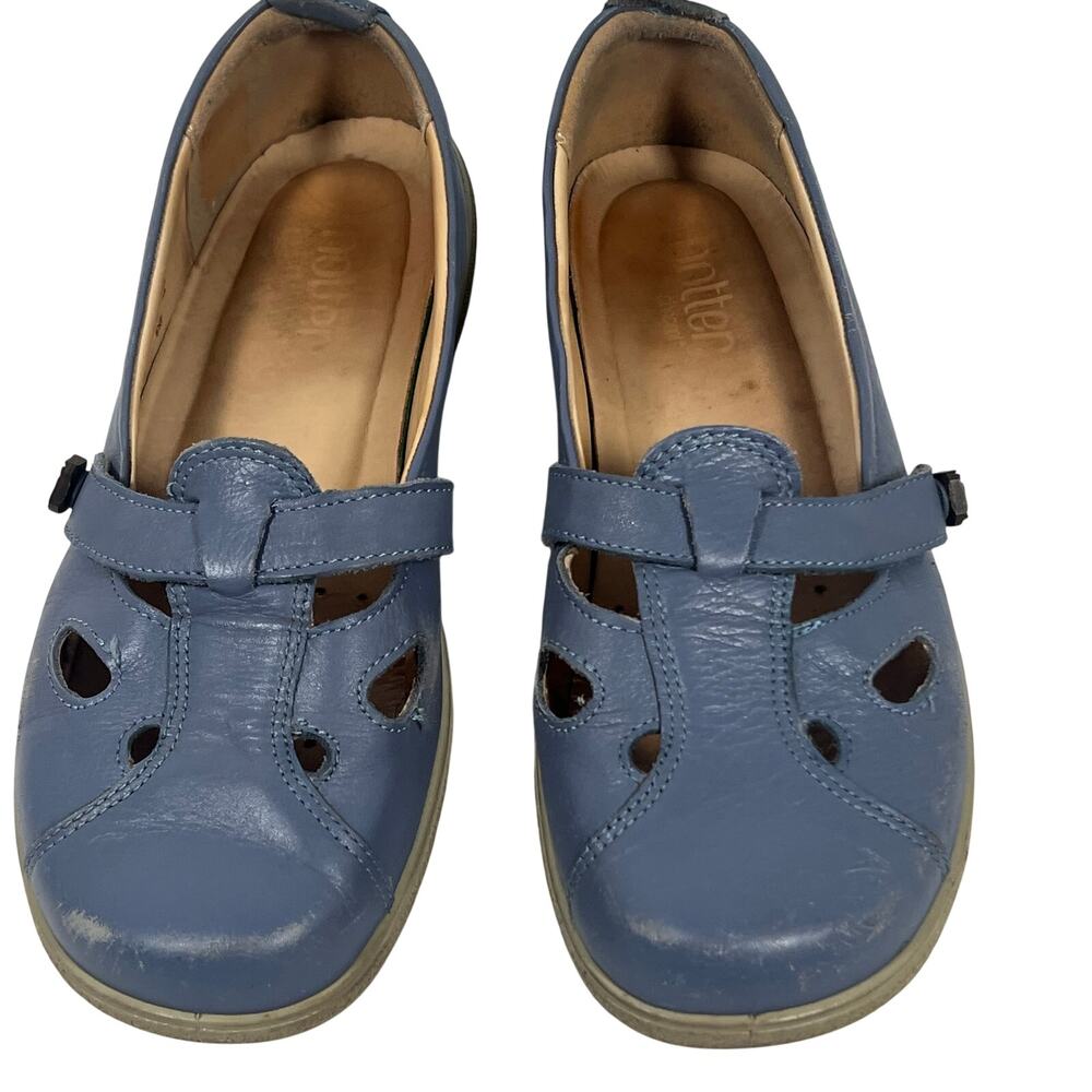 Hotter Women's Size 8 Nirvana Mary Jane Blue Nubuck Leather Flats Loafers Shoes